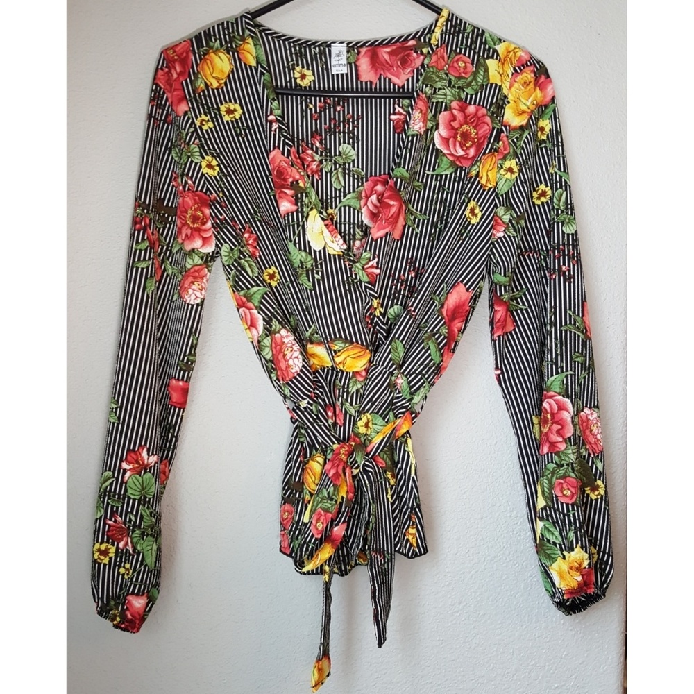 Stunning Striped Floral Print Blouse - Picture 1 of 4